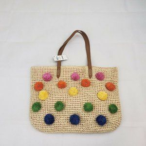 NWT INC Tropical Straw Tote Multi Design Lg Rainbo